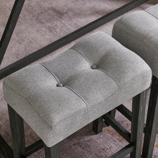 Sunvega 59 Inch Bar Table Set with Power Outlet and 3 Upholstered Stools for Living Room