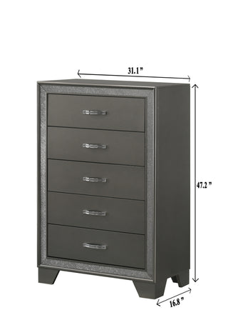 Sunvega Contemporary Nightstand with Sparkling Accent Band and Two Drawers