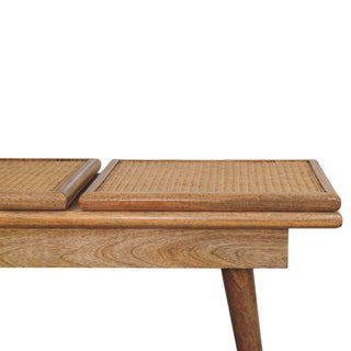 Sunvega Handcrafted Mango Wood Triple Accent Bench with Oak Finish