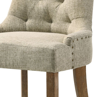 Sunvega Beige and Salvaged Oak Tufted Back Parson Side Chairs Set of 2