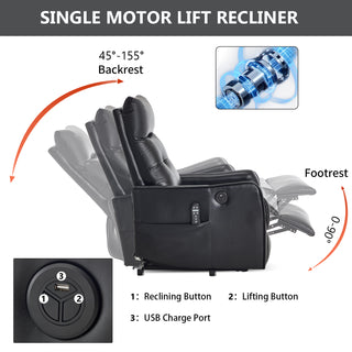 Sunvega Single Motor Power Lift Recliner Chair with Massage and Heat for Elderly