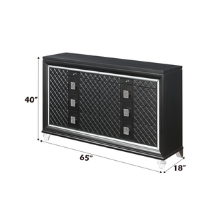 Sunvega Sawyer Metallic Gray Finish Dresser with Eight Spacious Drawers and Jewelry Storage