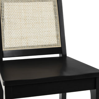 Sunvega Transitional Solid Wood and Rattan Counter Stool Set with Woven Upholstery