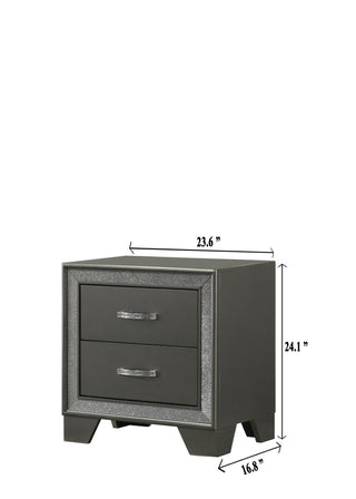 Sunvega Contemporary Nightstand with Sparkling Accent Band and Two Drawers