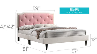 Sunvega Full Bed with Chic Tufted Headboard and Vibrant Blue Hue in One Box