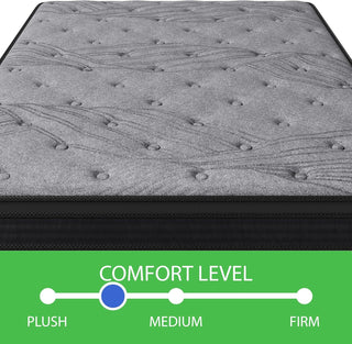 Sunvega 12 Inch Soft-Medium Firm Pocket Coil Mattress with 560 Coils for Support