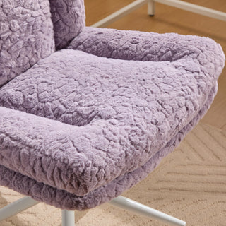 Sunvega Plush Faux Alpaca Fabric Double Cushion Wide 26.4 Inch Office Chair