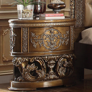 Sunvega Brown and Gold 2-Drawer Nightstand with Self-Closing Feature and Felt Lined Interior