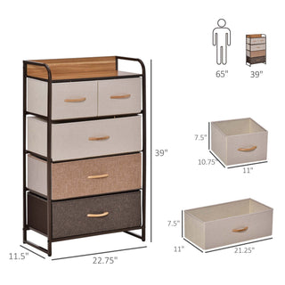 Sunvega 5-Drawer Foldable Storage Dresser with Fabric Drawers and Steel Frame