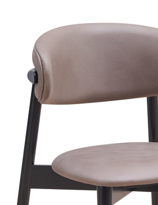 Sunvega Natural and Black Finish Dining Chair with Wooden Turn Legs