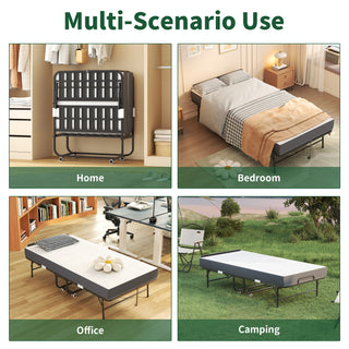 Sunvega 75-Inch Extra Long Folding Bed for Tall People with 5-Inch Memory Foam Mattress