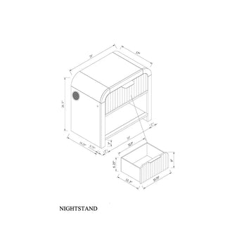 Sunvega Beverly Black and White Nightstand with Cooler Inserted and Speaker