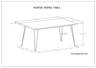 Sunvega Handcrafted Modern Industrial Mango Wood Rectangular Dining Table in Umber Brown