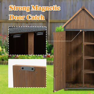 Sunvega Outdoor Storage Cabinet with Sloping Roof and 3 Compartments for Garden Patio