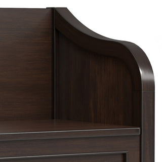 Sunvega Handcrafted Solid Wood Storage Bench with Dark Chestnut Brown Stain