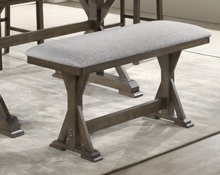 Sunvega Rustic Brown Upholstered Counter Height Dining Bench with Plush Seating