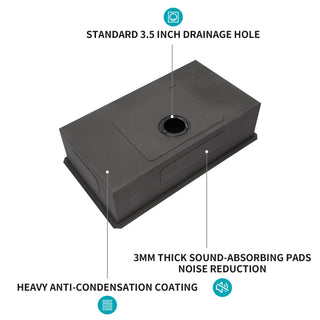 Sunvega 32x19 Inch Undermount Kitchen Sink with Superior Drainage and Soundproofing