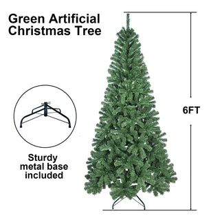 Sunvega 6FT Artificial Christmas Tree with 500 PVC Tips for Full Green Holiday