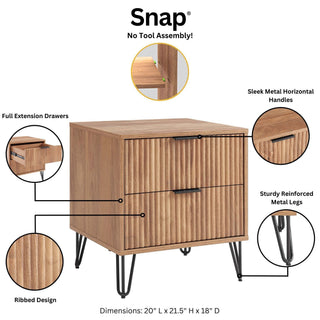Sunvega Modern Glam Nightstand with Gold Metal Handles and Splayed Legs for Bedroom