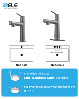Sunvega Premium Chrome Single Handle Bathroom Faucet with Fountain and Flow Mode