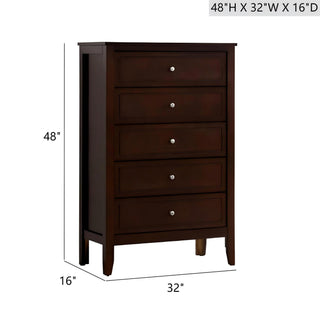 Sunvega Fully Assembled 6 Drawer Dresser with French Dovetail Wood Veneer Finish