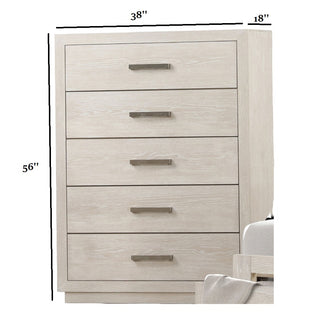 Sunvega Transitional Light Gray Chest with Metal Side Glides and English Dovetail Drawers