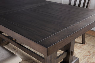 Sunvega Mango Wood Dining Table with Plank Effect Top and Double Pedestal Base