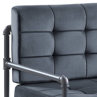 Sunvega Brantley Gray Velvet Upholstered Bench with Memory Foam Cushion