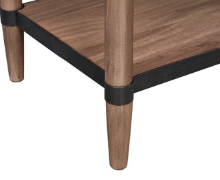Sunvega Walnut Finish Minimal Assembly Nightstand with Drawer and Shelf