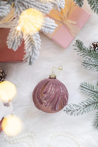 Sunvega Glass Glitter Painted Christmas Ball Ornaments Set of 12 for Holiday Decor