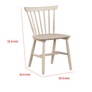 Sunvega Solid Rubberwood Mid-Century Modern Spindle Back Dining Chair Set of 2