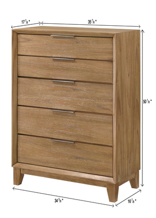 Sunvega Contemporary Nightstand with Two Drawers in Natural Wood Finish