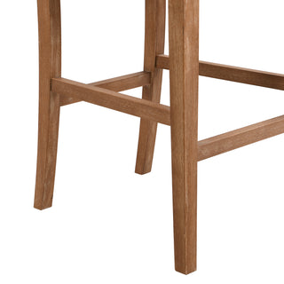Sunvega Retro Bar Stools Set of 2 with Grey Fabric Sponge Cushion and Black Distressed Rubberwood Frame