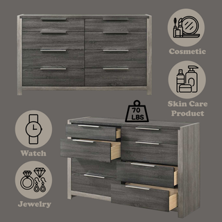 Sunvega 5 Drawer Chest in Jehoram Gray Finish with Wood Center Glide Drawers