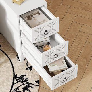 Sunvega American Style End Table with Charging Station Drawers and Arc Design
