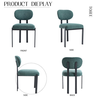 Sunvega Mid-Century Modern Upholstered Boucle Dining Chairs with Black Metal Legs