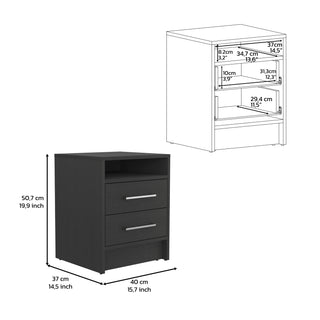 Sunvega White Modern Nightstand with Two Drawers and Shelf for Bedroom