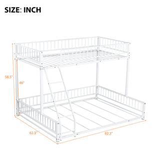 Sunvega Heavy Duty Twin XL over Queen Metal Bunk Bed Frame with Safety Guardrails