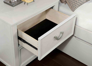 Sunvega White Transitional 2-Drawer Nightstand with Chrome Hanging Pulls
