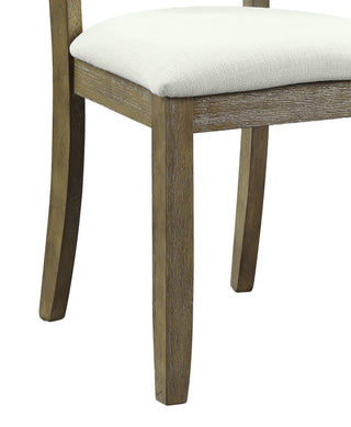 Sunvega Beige Linen Upholstered Side Chair with Padded Cushion and Wooden Legs