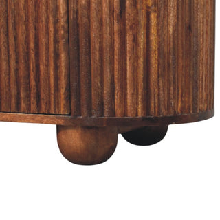 Sunvega Solid Mango Wood Ridgefront Chest with Six Fluted Drawers in Roasted Almond