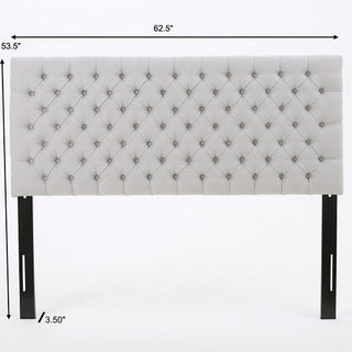 Sunvega Modern Button Tufted Upholstered Queen Size Bed Headboard with Adjustable Legs