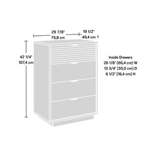 Sunvega Modern Gray 4-Drawer Chest with Faux Marble Top and Louvered Fronts