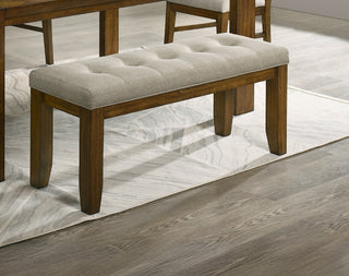 Sunvega Modern Tufted Upholstered Bench with Soft Neutral Fabric for Dining Room