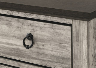 Sunvega Contemporary Rustic Gray Two-Tone Finish Nightstand with Two Drawers and Metal Knobs