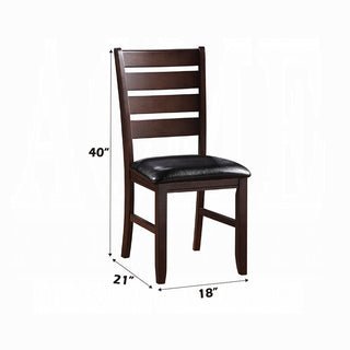 Sunvega Black PU Leather Upholstered Dining Chairs with Cherry Finish Wooden Frame