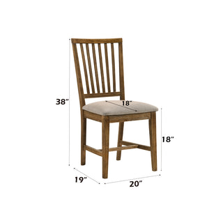 Sunvega Beige Linen Upholstered Dining Chairs with Weathered Espresso Wooden Legs Set of 2