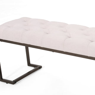 Sunvega Upholstered Button Tufted Ottoman Bench with Polished Metal Legs