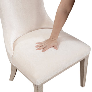 Sunvega Light Gray Wood Frame Ivory Felt Upholstered Dining Side Chairs Set of 2