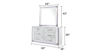 Sunvega Marble Patterned Dresser with Six Spacious Drawers and Sleek White Finish